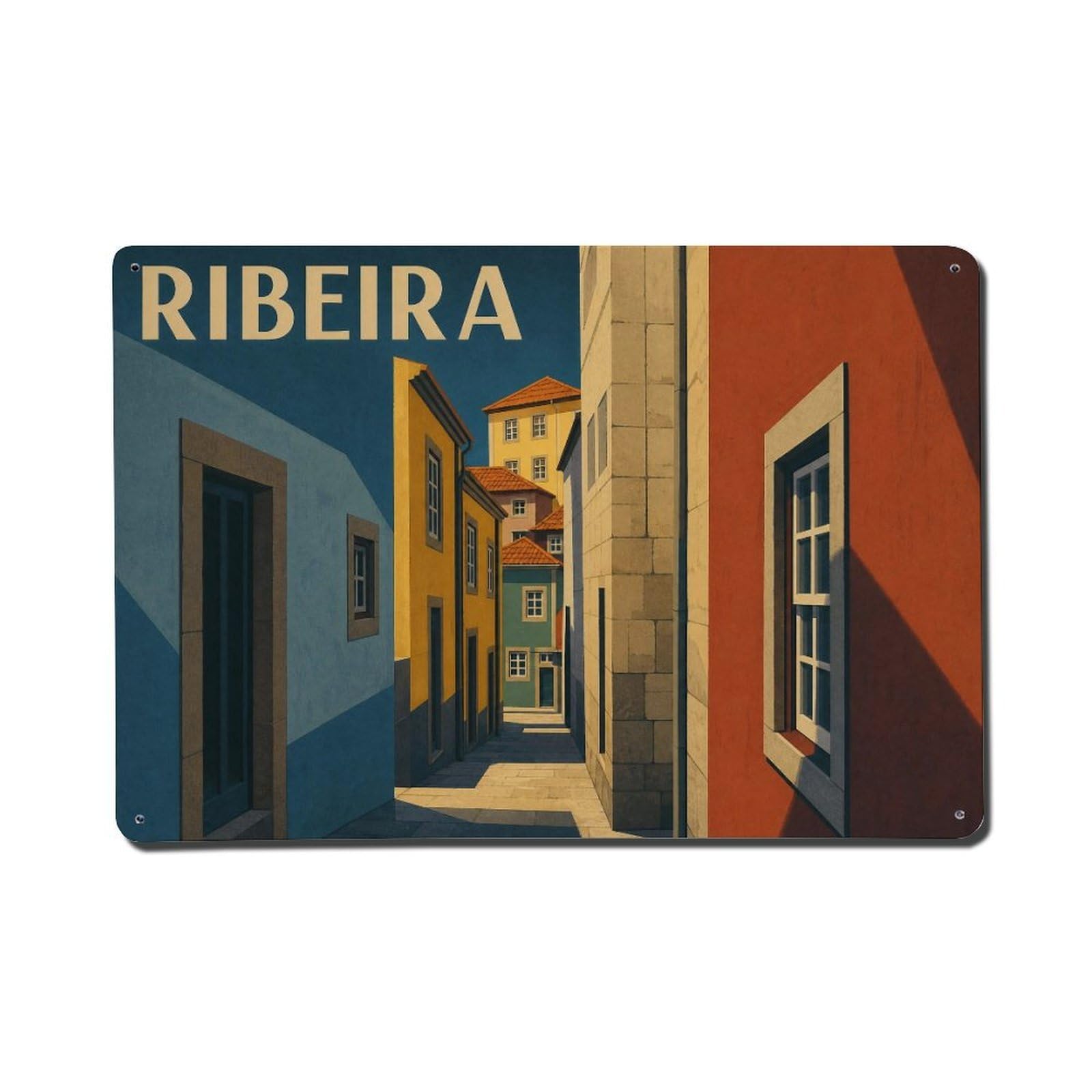 Metal Tin Sign Ribeira Vintage Travel Portugal