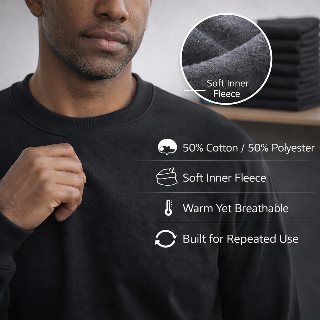 BILLIONHATS Mens Crewneck Sweatshirts in Bulk, Cotton, Wholesale Screenprinting Sweat Shirts For Men, Layer Shirt - Image 6