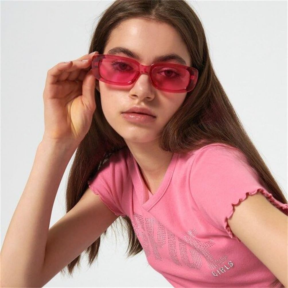 ADE WU Rectangle Sunglasses for Women Men Retro 90s Trendy Narrow Rectangular Sun Glasses Fashion Y2K Unisex Stylish - Image 3