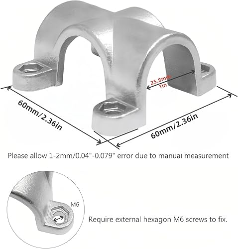 Miniatura 2 de Keehui Grado marino 316 acero inoxidable montaje en tubo pasamanos Abrazadera de tubo cruzado para tubo de 1 pulgada (2 juegos)