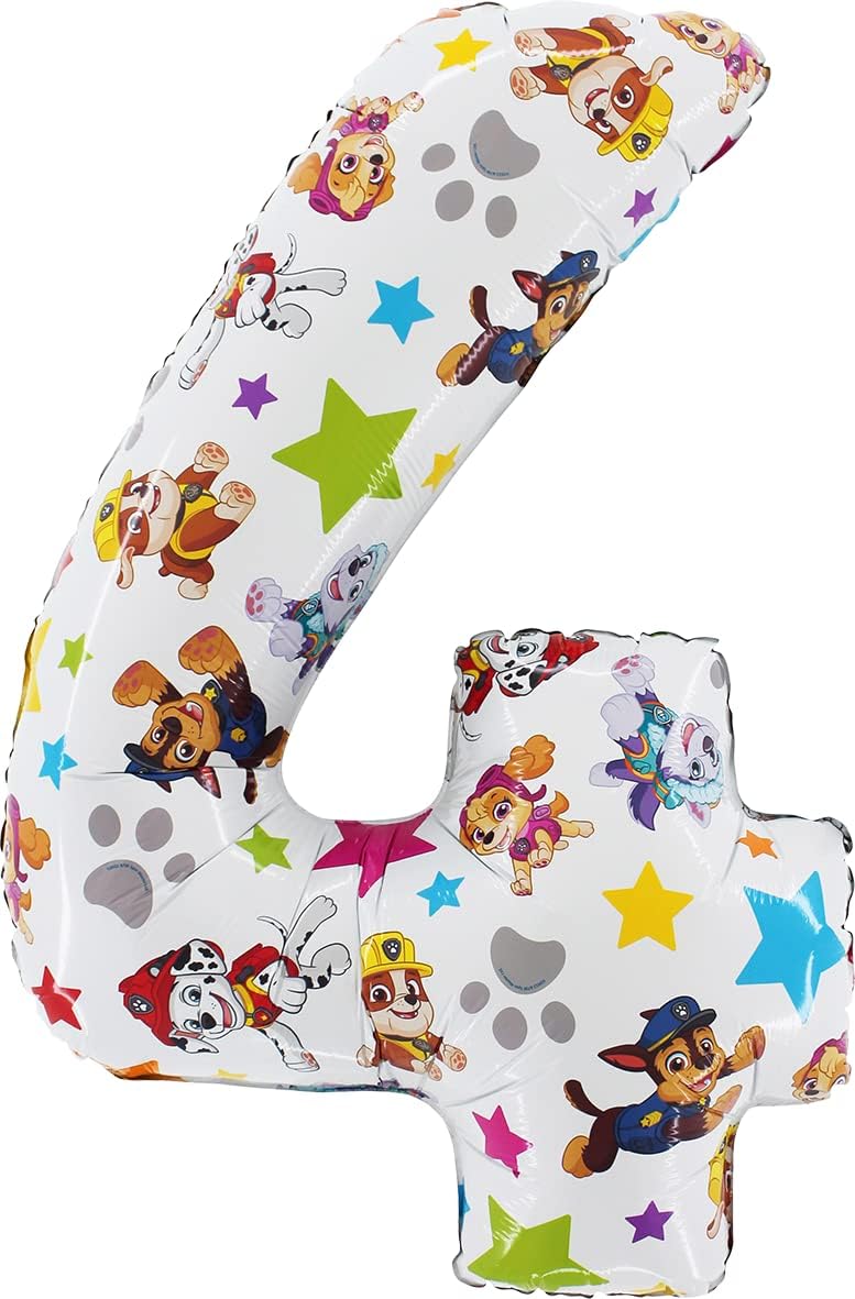 Toylandยฎ 26 Inch Paw Patrol Number Foil Balloon - Kids Party Balloons - Number 1-6 Available (NUMBER 4)