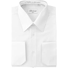 Mens White Solid Dress Shirt