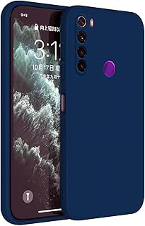 جراب حماية سيليكون مضاد للصدمات بتصميم انسيابي حديث مع واقي كاميرا وبطانة داخلية متوافق مع موبايل ريدمي نوت 8 (لون كحلي)