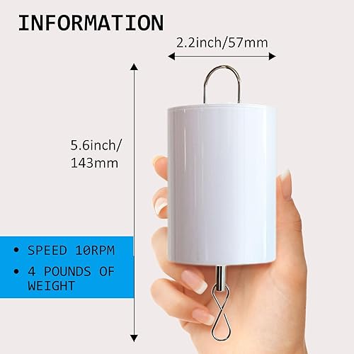 Miniatura 6 de Aoedelyart Motor giratorio para cuna de bebé, motor giratorio, motor de bola de espejo para campanillas de viento, con mini mando a distancia para