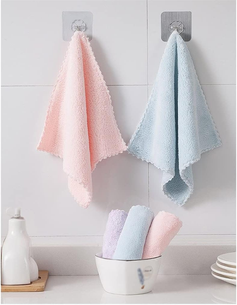 10pcs Mixed Color Cleaning Cloth Washing Dishs Kitchen Supplies Side Absorbent Dishcloth Soft Tool