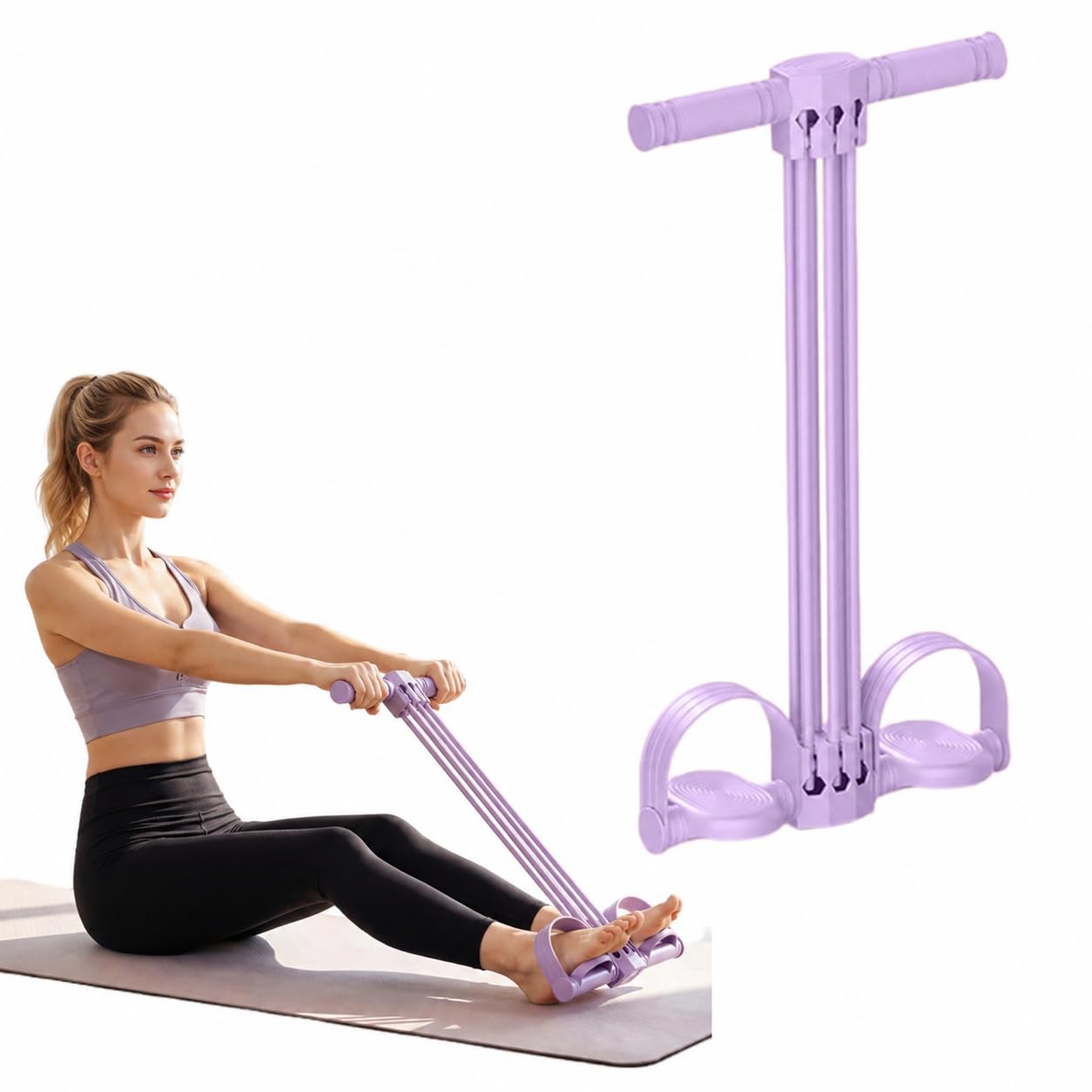 Multifunctional Pedal Puller Resistance Rope, 6 Tubes Ankle Exercise Resistance Bands with Handle, Home Gym/Yoga Pilates/Workout Equipment Accessories for Women Men Fitness, Adjustable Resistance