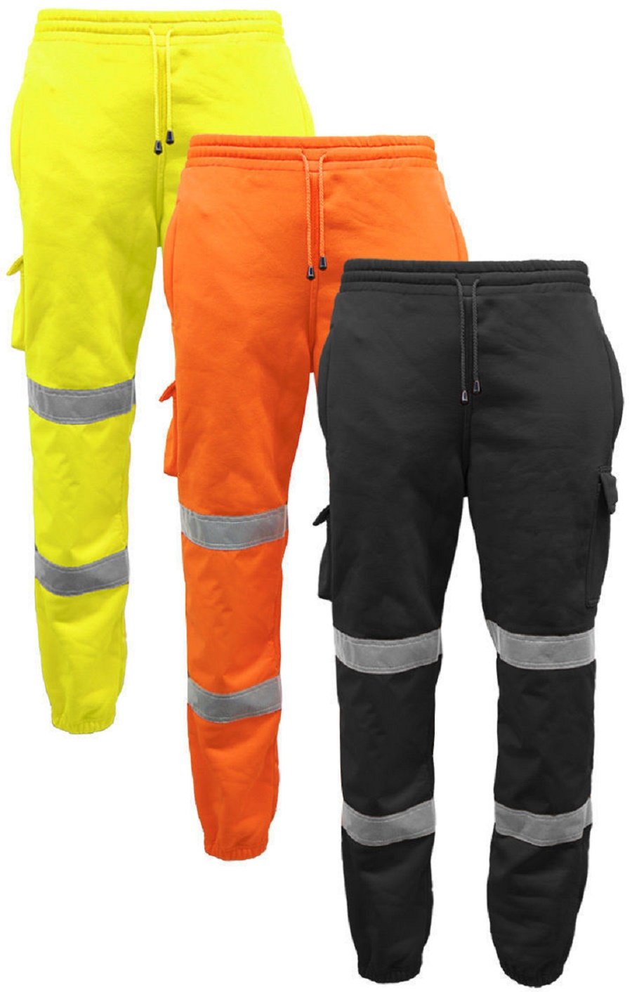 Mens Hi Vis Viz Safety Jogging Bottoms Pants Joggers Work Trousers EN471 Class 1 (XXX-Large, Hi Vis Yellow)