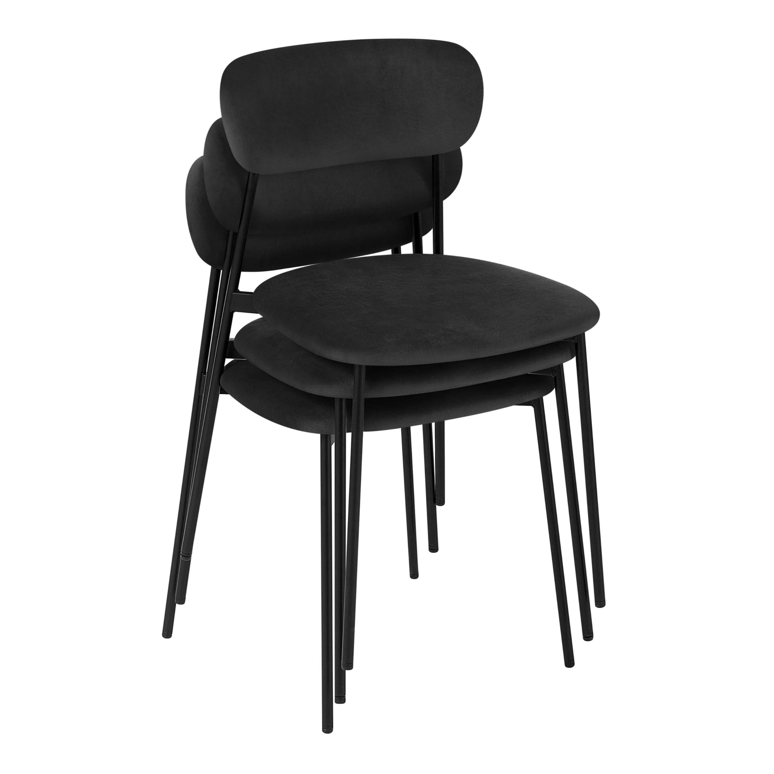 Lestarain 4X Sillas Comedor con Respaldo, Sillas Cocina con Asiento Tapizado, Sillas Modernas para Dormitorio, Salón y Cocina, Sillas Comedor Nórdicas, Terciopelo, Negro