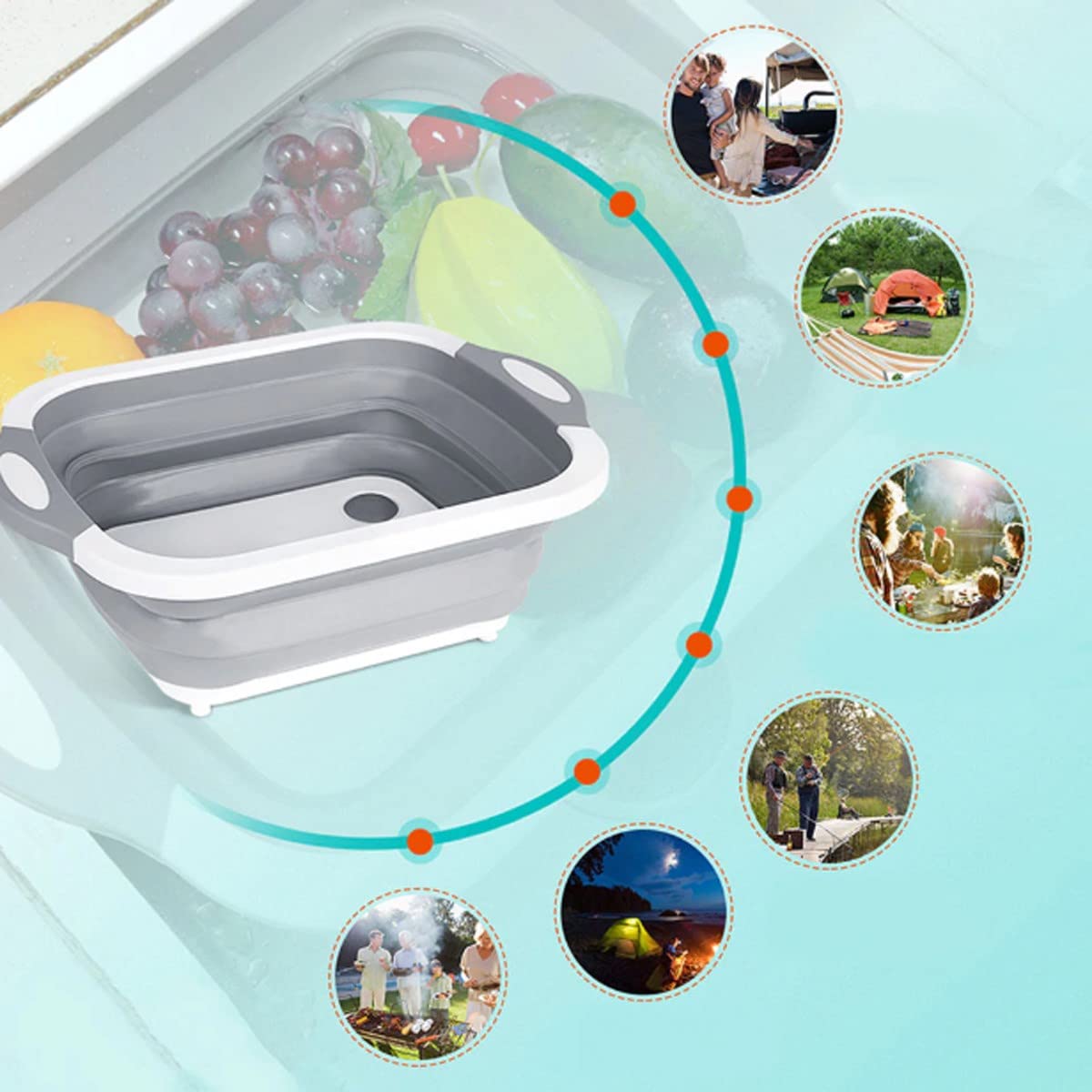 BUFFER® Katlanabilir Süzgeçli Kesme Doğrama Tahtası Badya Leğen