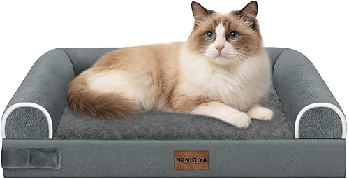 Cama ortopédica lavable para perros pequeños cama con cojines de apoyo para perros pequeños y gatos, cama impermeable de espuma tipo caja de huevos,