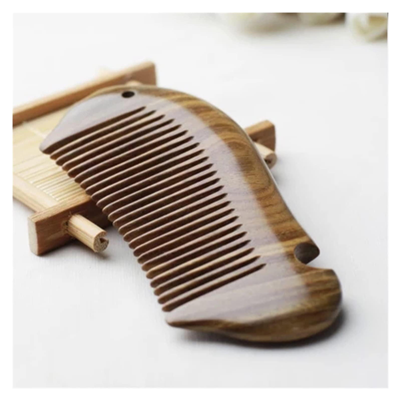 Peine de sándalo Verde de sándalo 13 cm Peine de Pescado soport de sándalo Verde soport de Madera de Madera 13 * 5.7 * 1.3cm (Color : A Black)