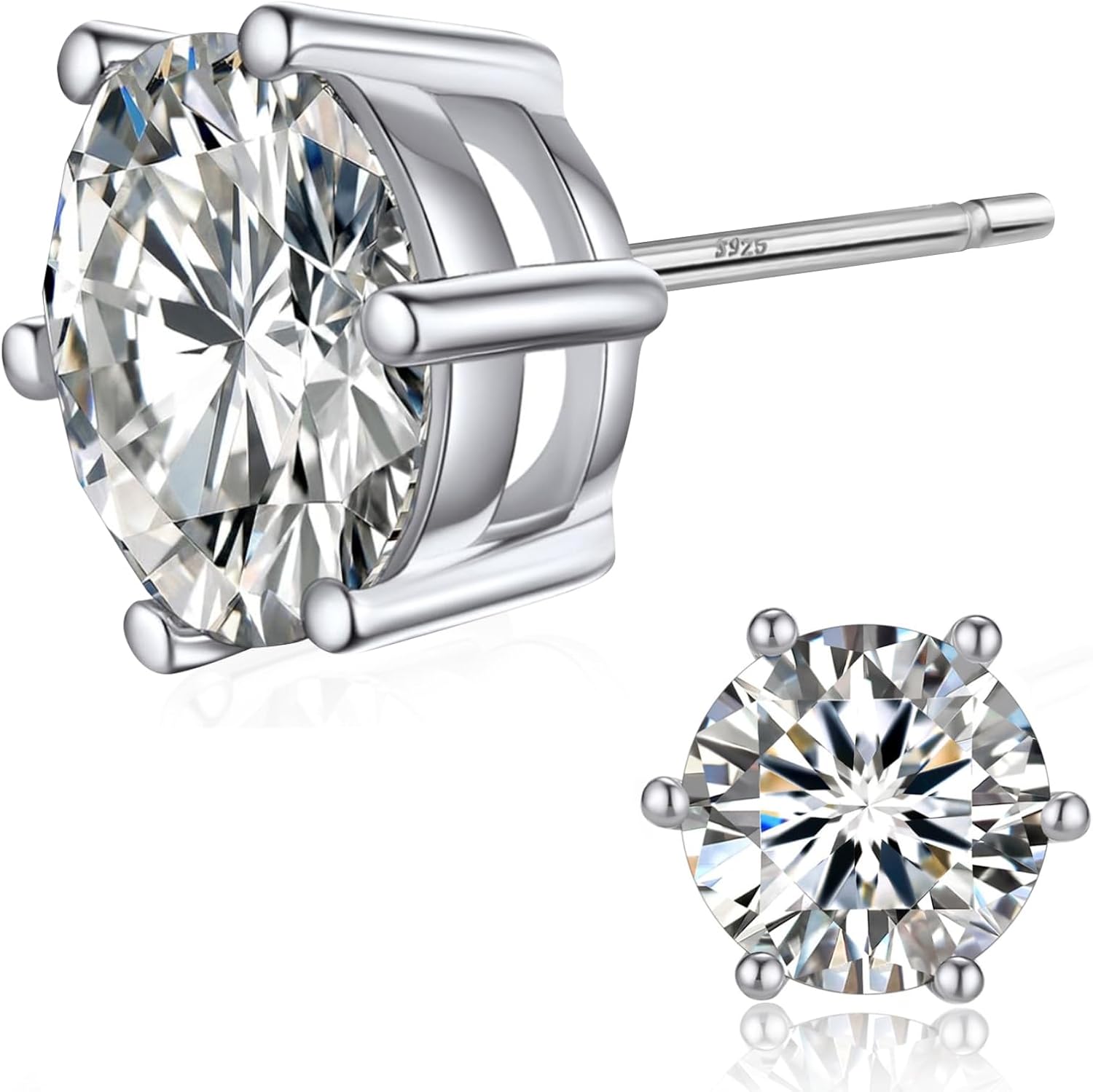 18K Moissanite Stud Earrings for Women/Men, 925 Silver Hypoallergenic 1 ct D/VVS1 Jewelry, Everyday & Sleep Earrings Gift Set