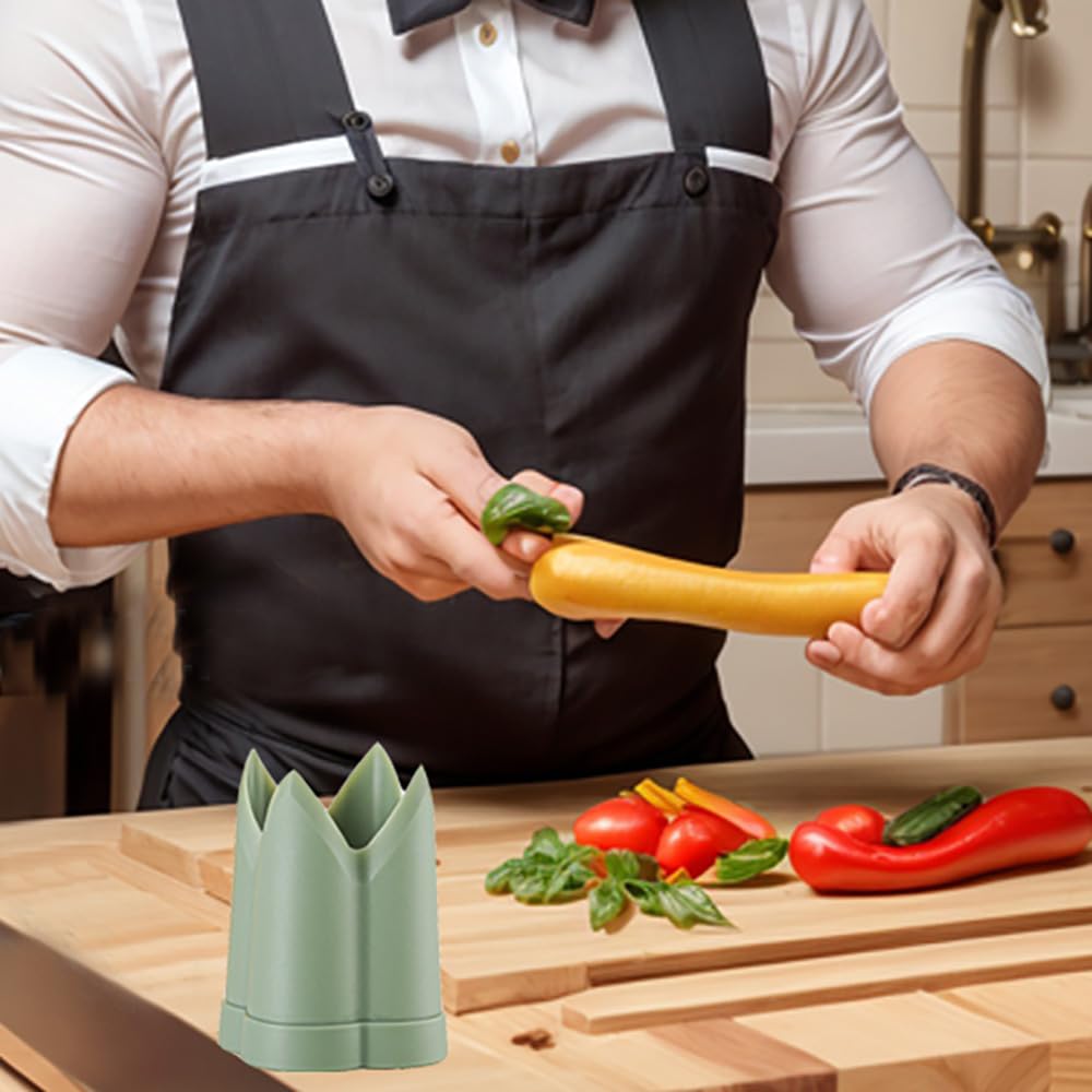 Descorazonador de Pimientos 2 en 1 Removedores de Semillas de Pimiento Herramienta para Quitar Semillas para Cocina Hogar Familia Camping (Verde)
