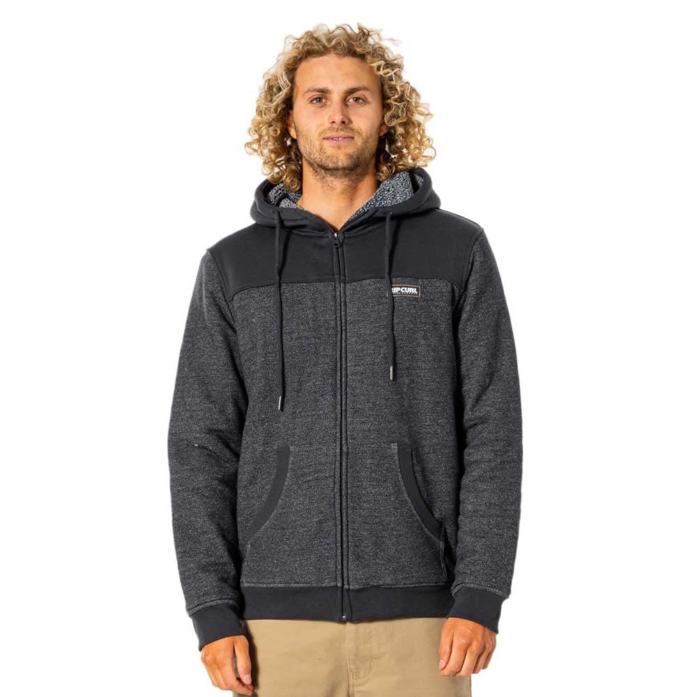 RIP CURLSurf Revival Lined Pullover Hoody in Washed Black