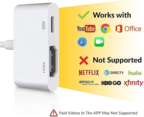 Miniatura 6 de Wahbite Adaptador Lightning a HDMI, adaptador de audio digital AV, cable convertidor de video AV 1080P, conector de pantalla de sincronización HDMI