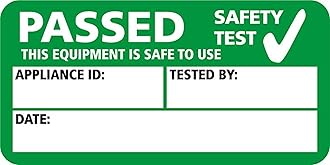 Pack of 200 PAT Safety Test Passed Self Adhesive Vinyl Stickers for Electrical Testing Each Sticker is 50mm by 25mm