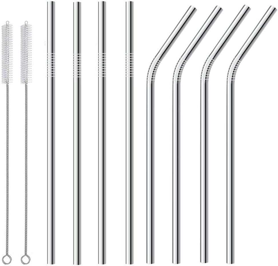 Stainless Steel Straws Set of 8, Alotpower Ultra Long 10.5'' Drinking Metal Straws for 20 30oz Stainless Tumblers Rumblers Cold Beverage