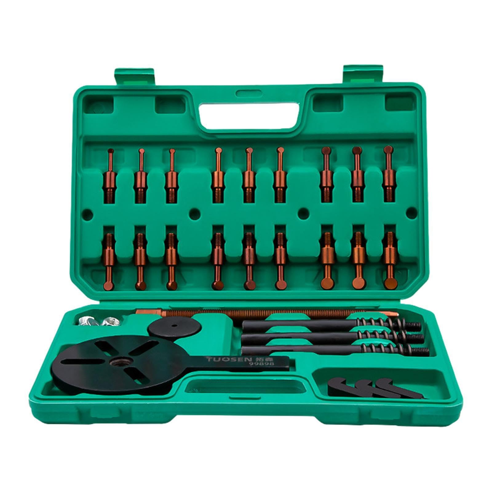 Extractor versátil de tres mordazas con orificios interiores y | duraderos, diseñado para máxima utilidad en reparaciones de automóviles. Juego de extractores de cojinetes 18 en 1. Juego