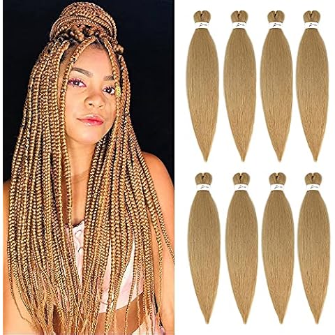 X-Tress 8pcs Crochet Braids Haarverlängerung Honigblond 60cm Kunsthaar Easy Braid Blondes Haar Kanekalon Braiding Hair Häkelbox Zöpfe Yaki Texture Hair Extension Durable Braids Cover