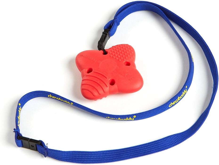 Chewbuddy Sensory Direct 2 & Lanyard - Pack of 1, Sensory Toy for a Fidget, Chew or Teething Aid | For Kids, Adults, Autism, ADHD, ASD, SPD, Oral Motor or Anxiety Needs | Red