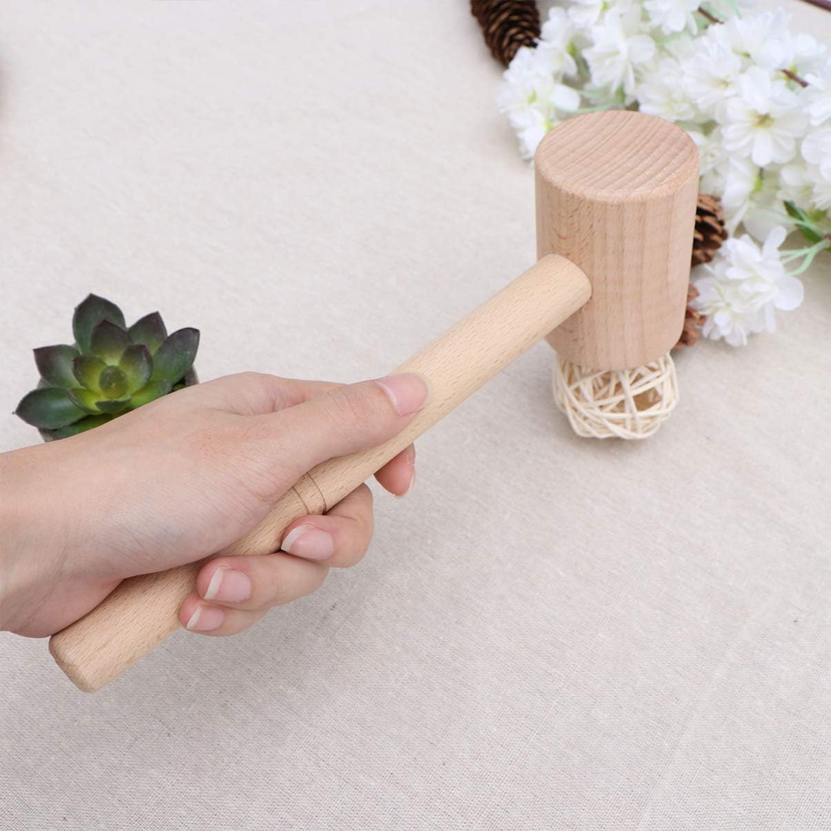 Amosfun 1pc Small Wooden Mallet Wooden Crab Sticks Natural Hardwood Crab Hammer for Chocolate Cracking, Image 1, Mittel - Image 5