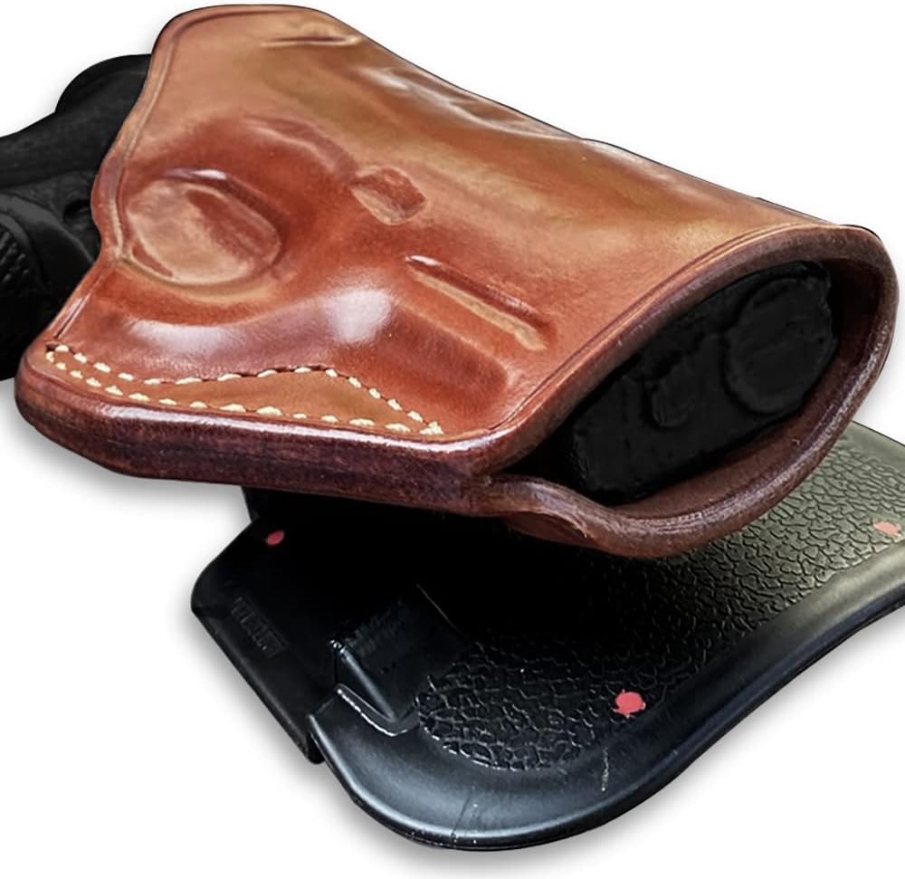 Masc Premium Leather OWB Paddle Holster with Open Top Fits, Beretta-Type Storm PX4 Sub Compact 9mm 3-inch, Right Hand Draw, Brown Color #1005#
