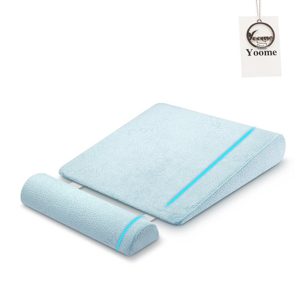 Yoome Baby Crib Pillow Wedge Infant Reflux Reducer Nasal Congestion Reducer High-Density Stereotype Sponge Pillow Newborn Baby Sleep Positioner with Cotton Removable Cover Pregnancy Pillow