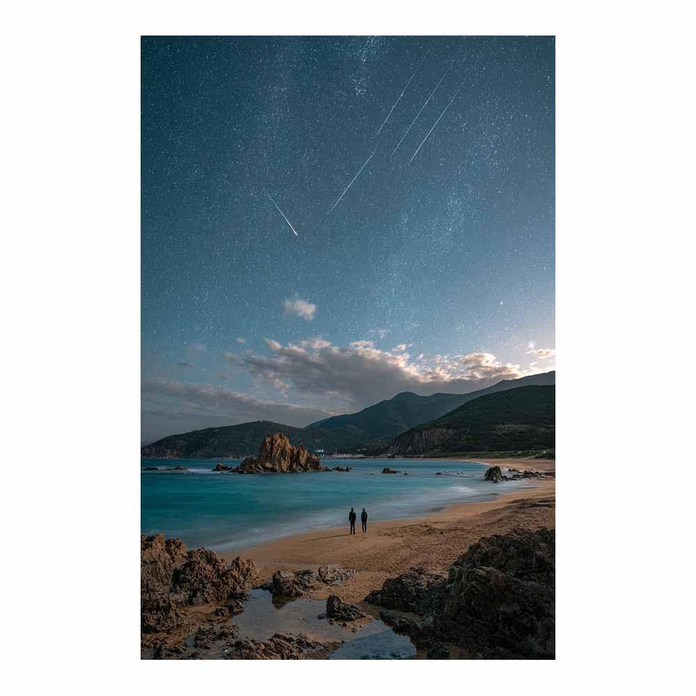 HOQIU Natural scenery wall art Starry Night Beaches decorative painting, wall art, for Living Room Bathroom Bedroom Kitchen Decoration.(Multicolor)-70x100cm Unframed
