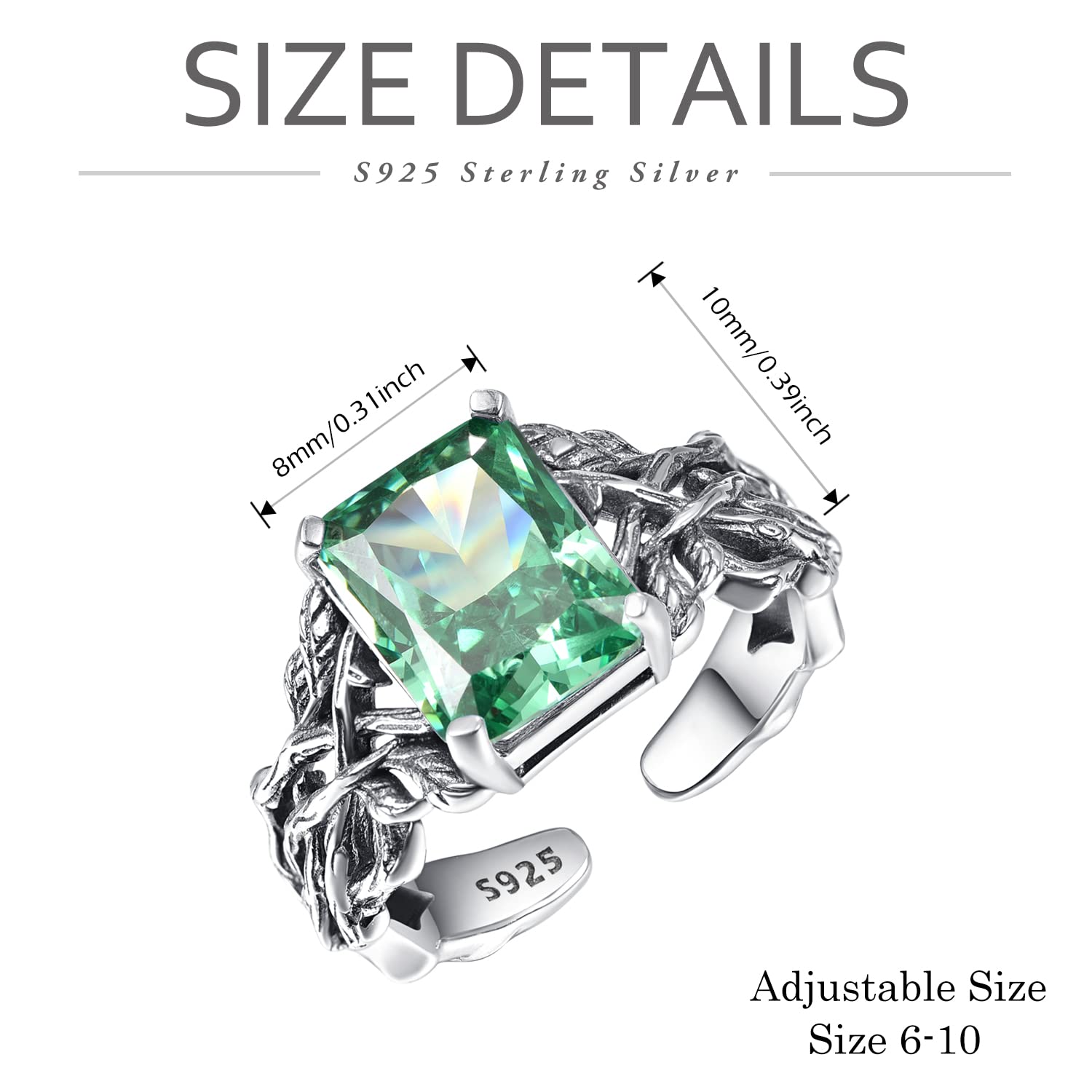 TANGPOET Anello da donna con albero della vita, in argento 925, con albero della vita, regolabile, per donne e ragazze