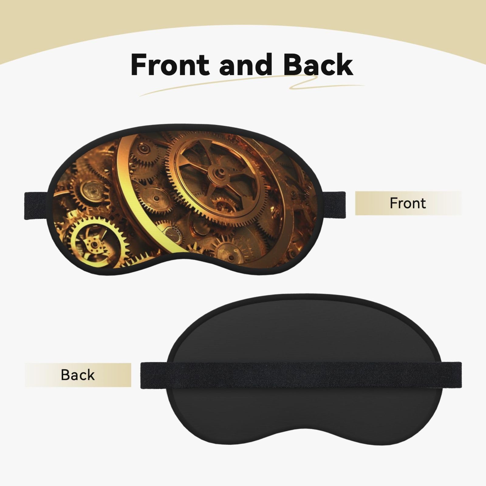 Sleep Mask for Side Sleeper Silk Sleeping Eye Masks with Elastic Strap Super Soft Eye Sleep Shade Cover Cool Steampunk Gears Blackout Night Blindfold for Women Men Travel