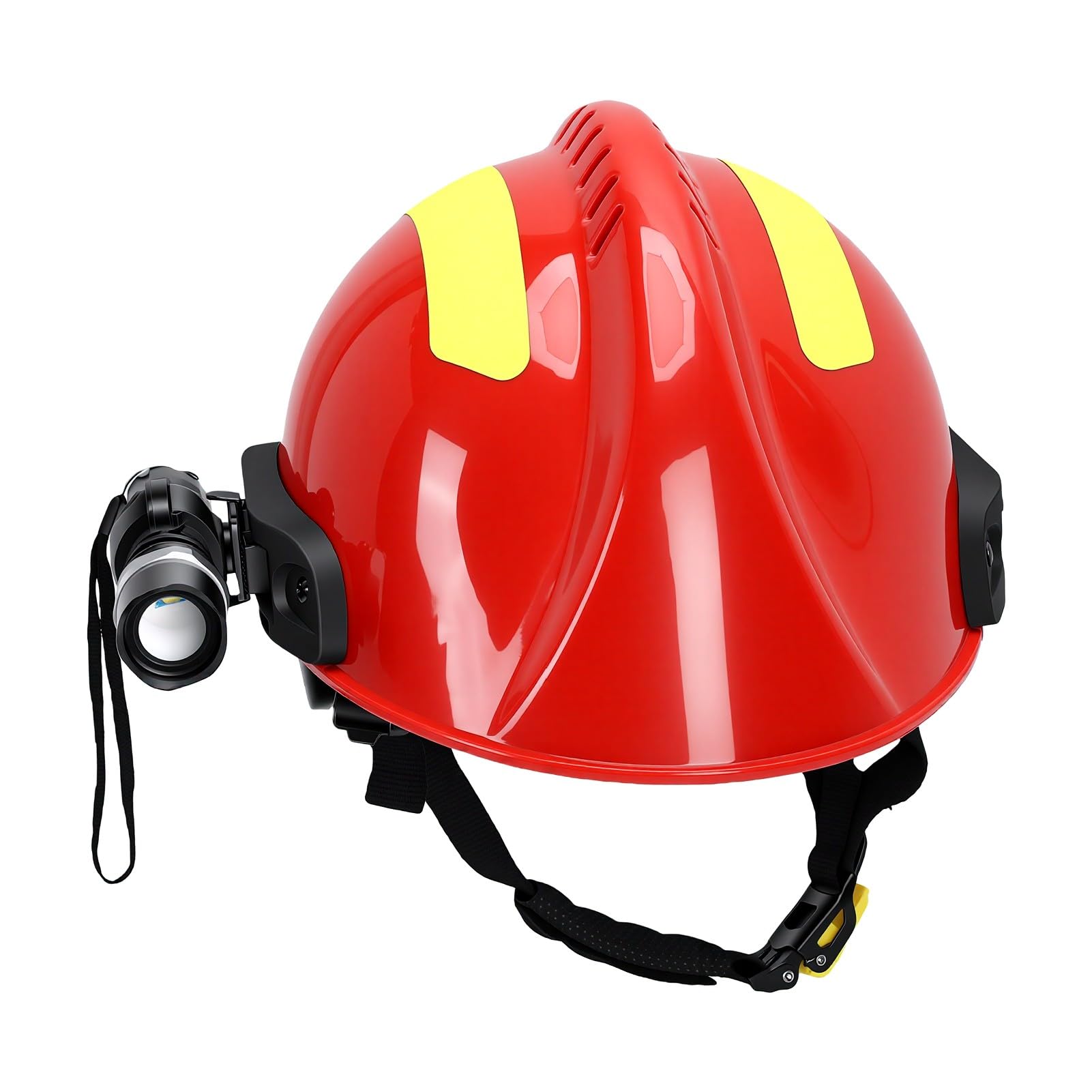 Luocute Casco de Seguridad de Rescate con Faro Desmontable, para Sitio de Construcción, Casco de Emergencia para Bomberos, Resistencia Al Impacto y Al Fuego, Tiras Reflectantes
