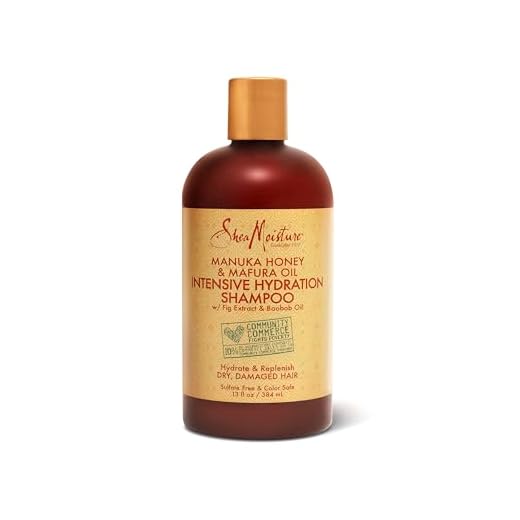 SheaMoisture Intensive Hydration Shampoo for Dry, Damaged Hair Manuka Honey and Mafura Oil Sulfate-Free 13 oz, Gold