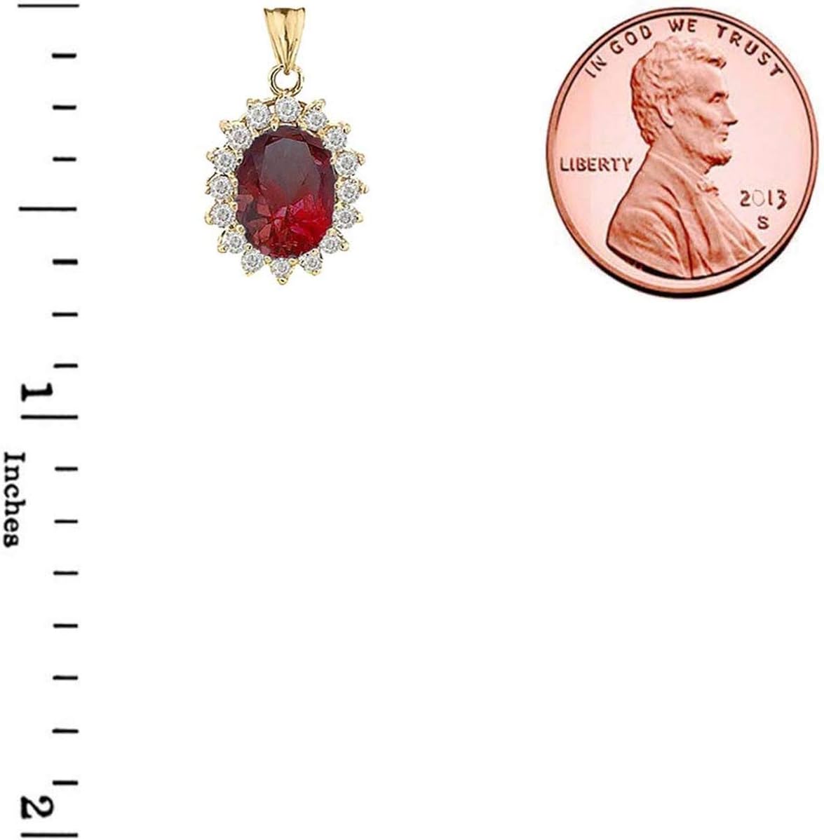 Certified 10k Gold Genuine Garnet Fancy Charm Pendant Necklace