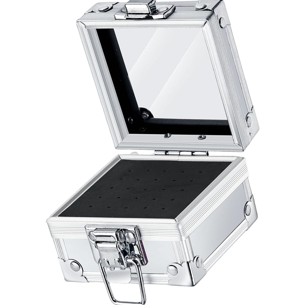 Nails Drill Holder Case with 25 Slots Stainless SteelStorage Box for Manicure Tool Organization Nails Bits Organized