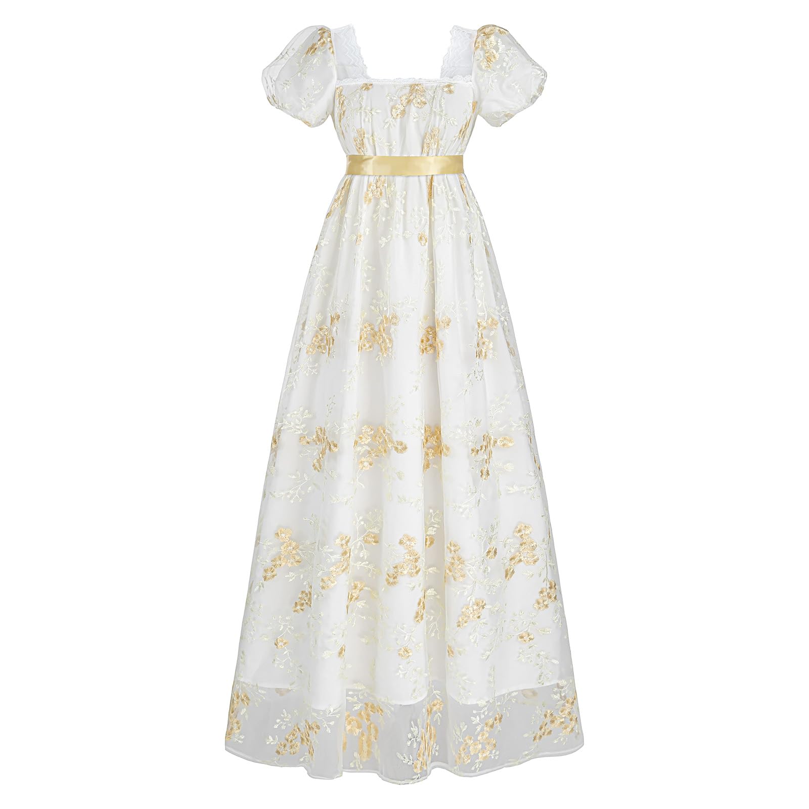 LTAKK Regency Dress Women Regency Costume Empire Waist Dresses Tea Party Victorian Gown Embroidery