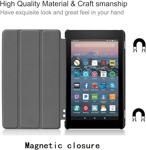 Miniatura 4 de Maomi Funda para Kindle Fire 7 2019 2017 versión 9 7 generación funda inteligente plegable de piel sintética con encendido y apagado automático