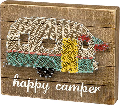 Primitives-by-Kathy-30458-String-Art-Wood-Box-Sign-10-x-8-Happy-Camper Primitives by Kathy 30458 String Art Wood Box Sign 10 x 8 Happy Camper