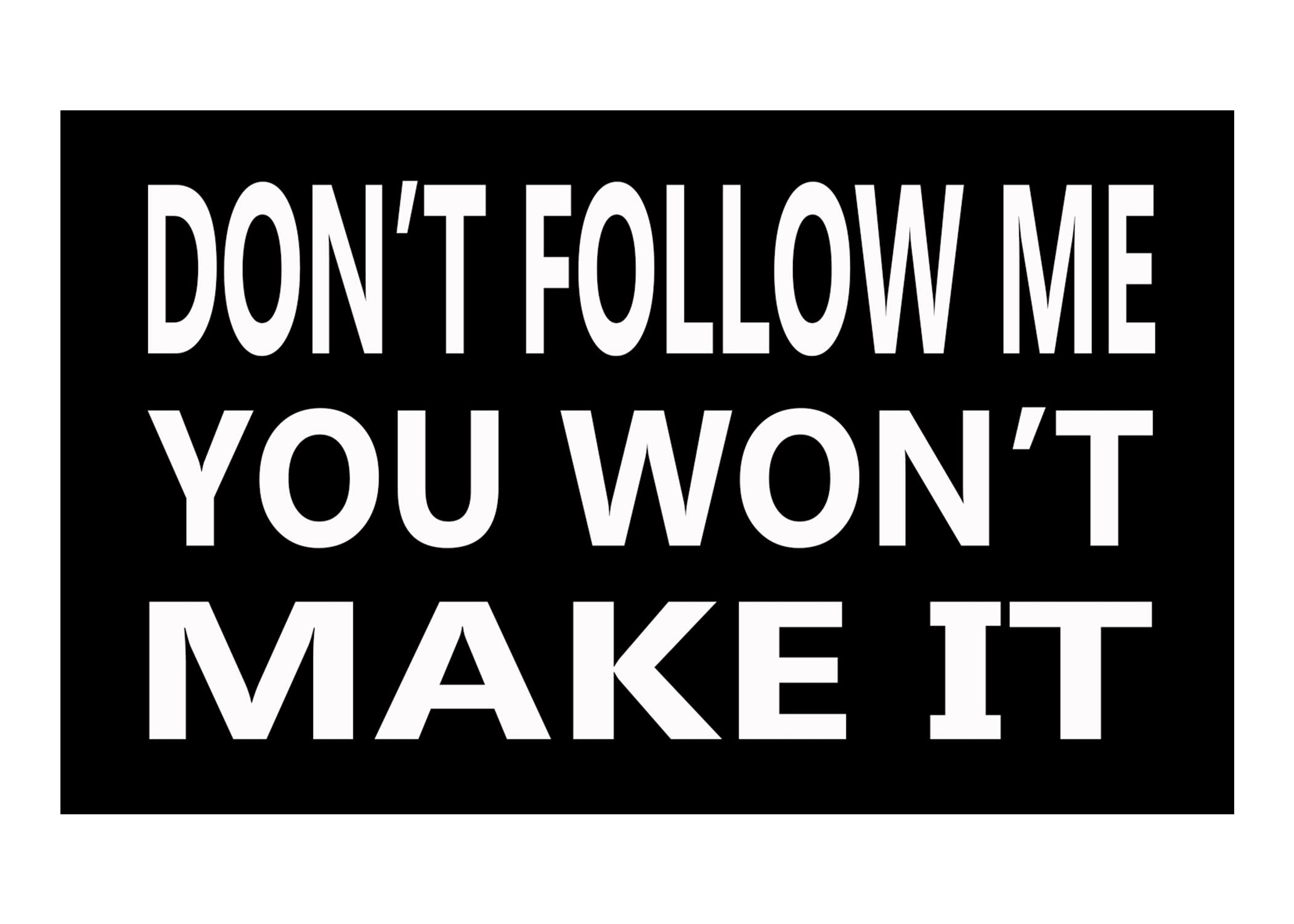 Rogue River Tactical Sarcastic Large Funny Auto Window Decal Bumper Sticker Don't Follow Me You Won't Make It Car Truck RV Boat 3x5 Inch