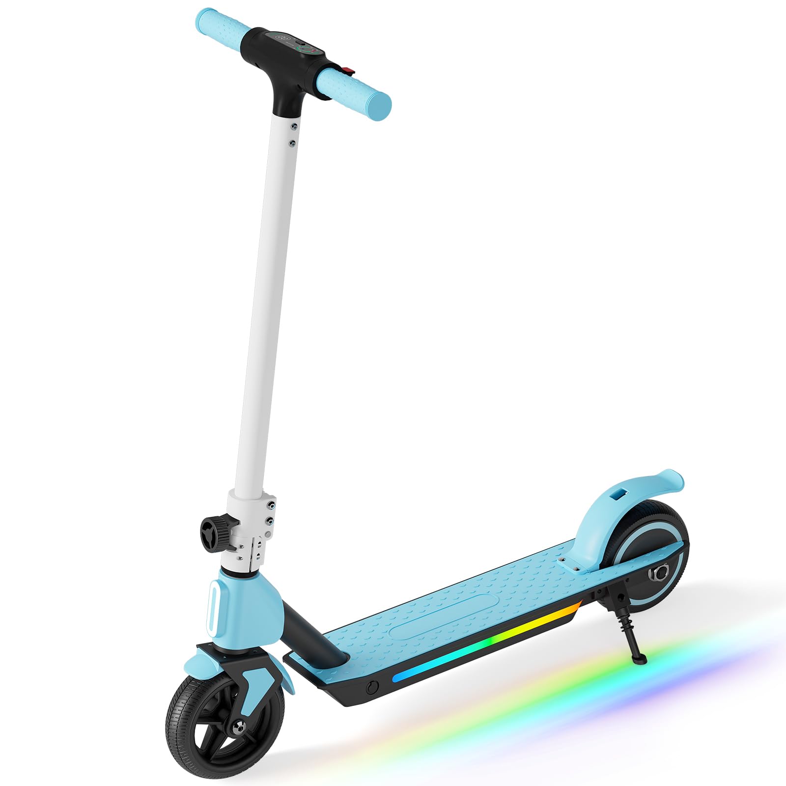 Electric Scooter for Kids 130W Powerful Motor LED Display and Colorful Lights Adjustable Height and Foldable Gifts for