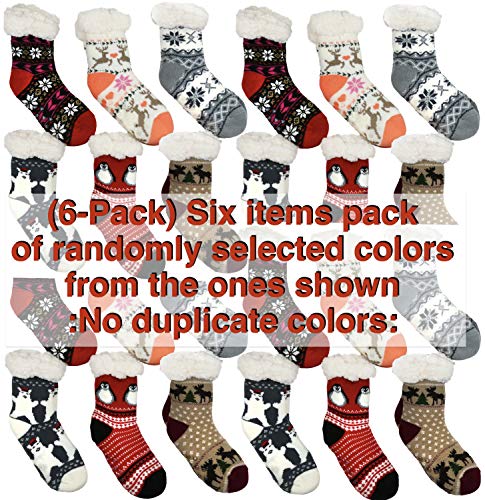 Image of ToBeInStyle Women's Pack of 3 or 6 Cozy Plush Winter Thermal Non-Skid Socks