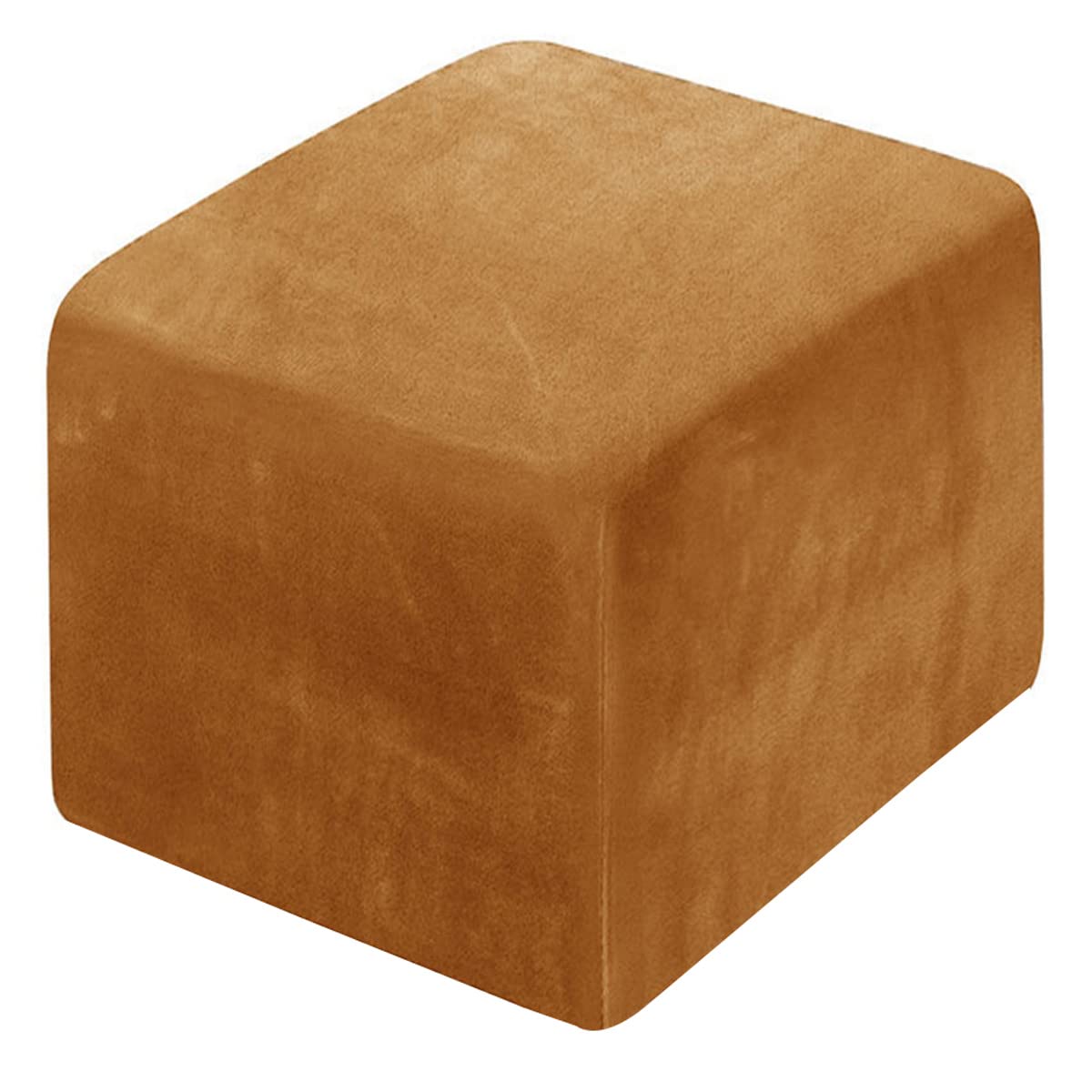 XGANGM Square Ottoman Slipcover Velvet Small/Medium/Large Stretch Ottoman Cover Slipcover for Wingback Chair/Sofa Leather Storage Footstool,Khaki,M