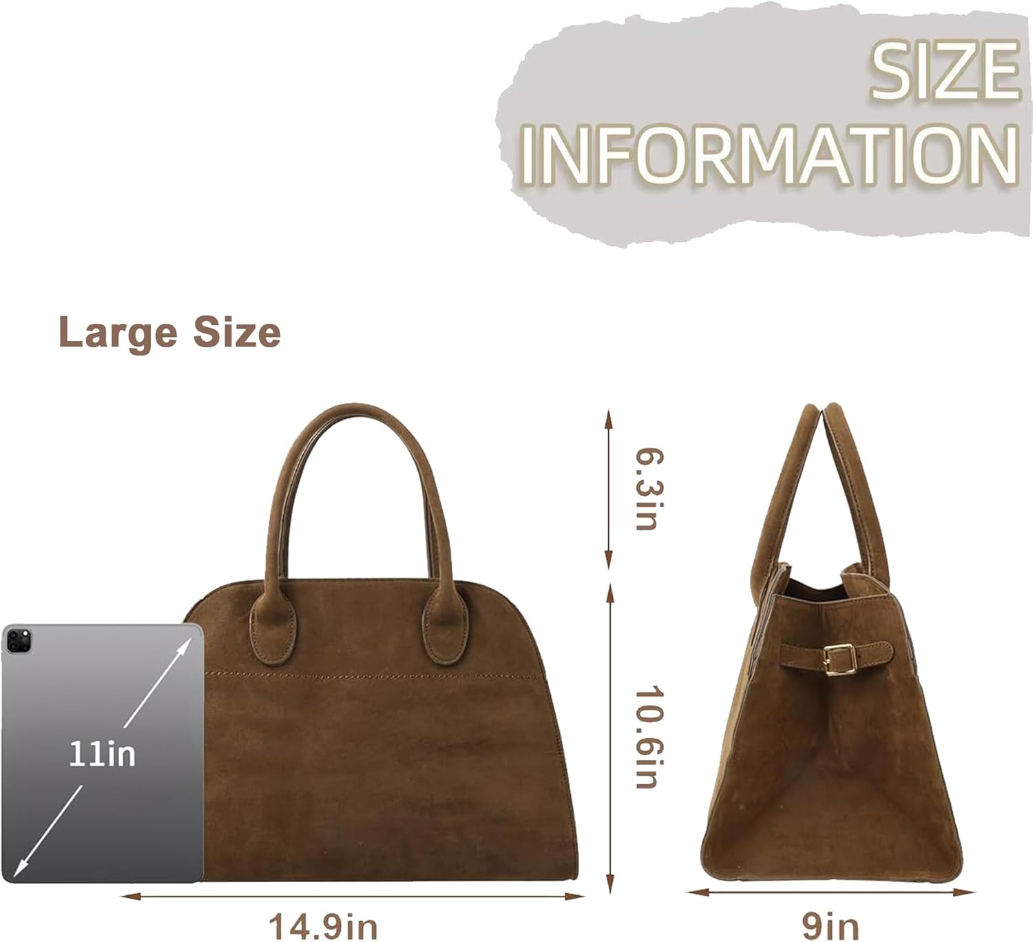 Large Suede Tote Bag For Women,Suede Retro Shoulder Bag,Crossbody Bag Faux Leather Handbag Trendy Work With shoulder strap