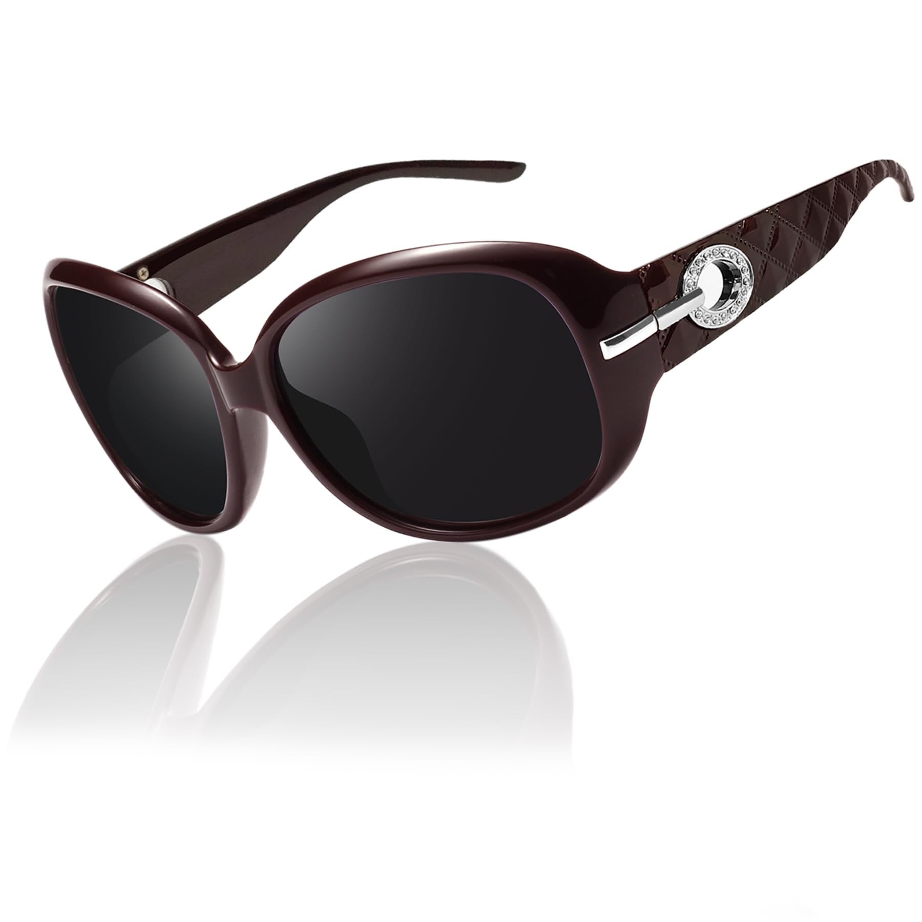 Joopin Women's A04-Wine Red/Black Polarised Sunglasses Trendy Oversized Driving Sunglasses With Uv Protection Big Rectangle Sun Glasses For (Wine Red)