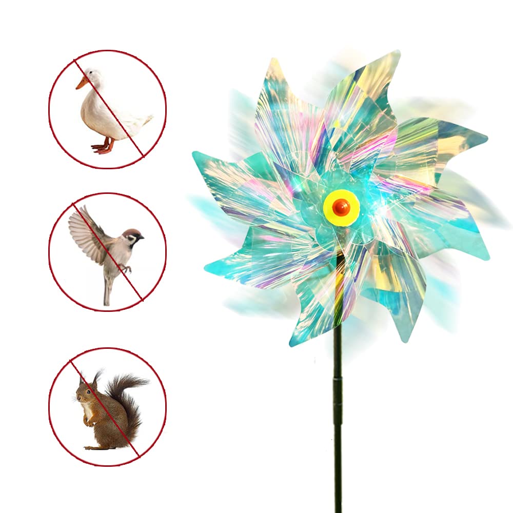 Bird Repellent Windmill,Bird Scarers Windmills For Garden,Pigeon Deterrent Reflective Bird Deterrent Scarer Windmill,Windmills for Children (5) - Image 3