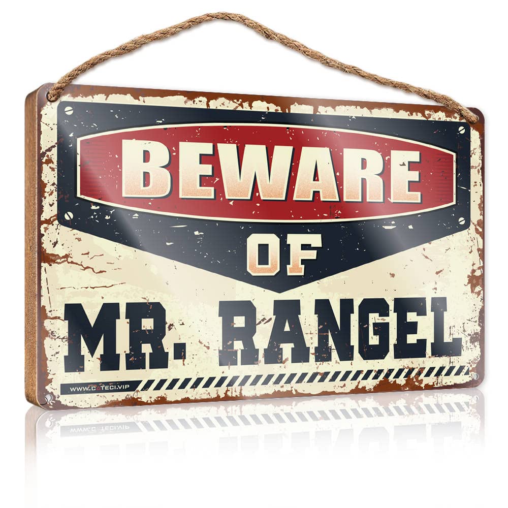 DTHA Farmhouse Signs Beware Of Mr. Rangel Wooden Sign Gifts For Husbands Pool Signs And Decor Outdoor(23X35CM)