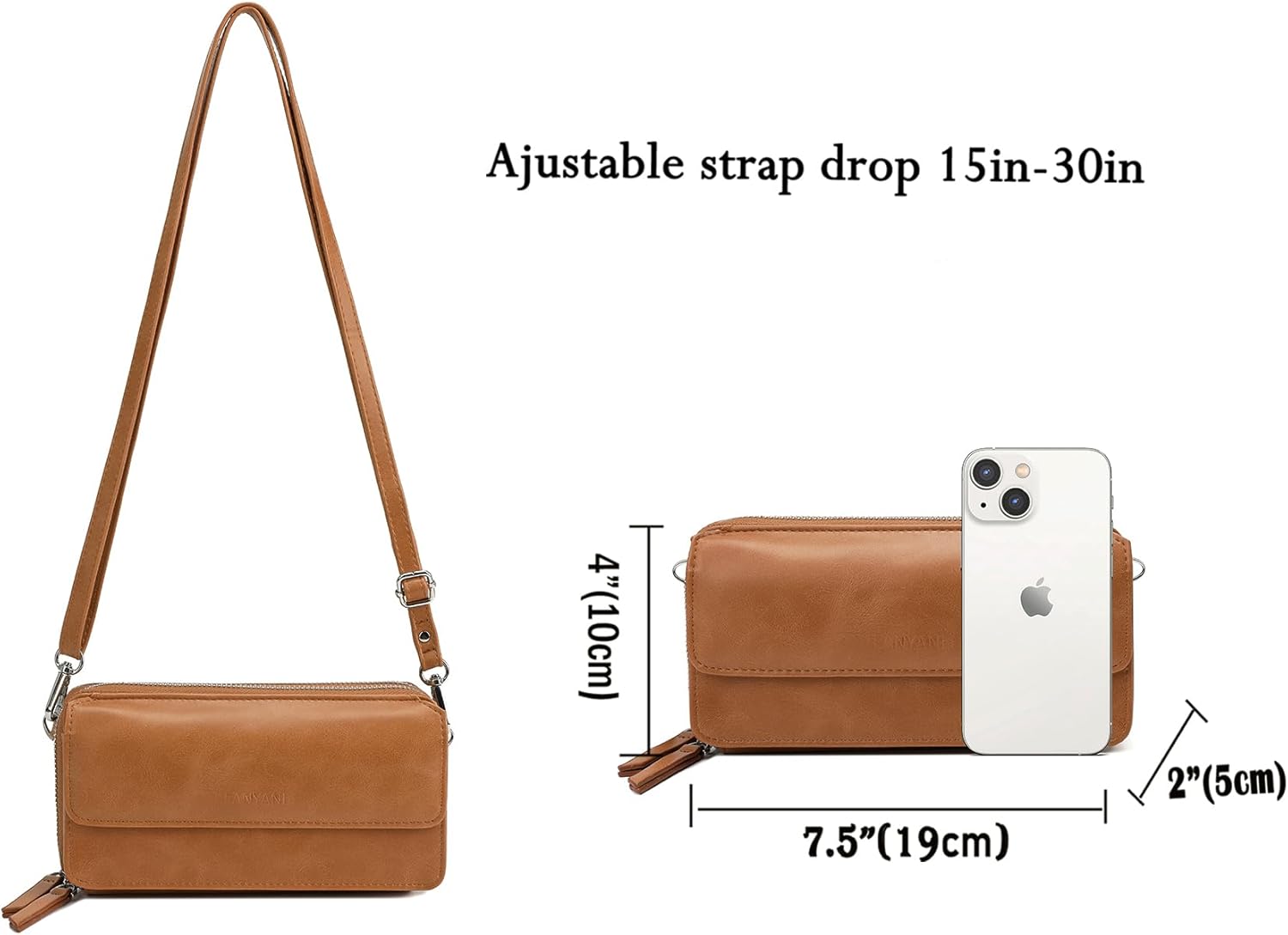 Lanyani RFID Crossbody Wallet Wristlet Purse with Phone Pocket For Women Vegan Leather - Image 6