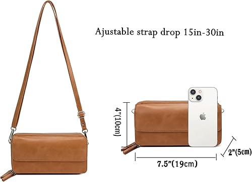 Vista 5 de Lanyani Cartera cruzada RFID con bolsillo para teléfono para mujer, cuero vegano