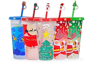 Christmas Cups with Lids Bulk Set of 5