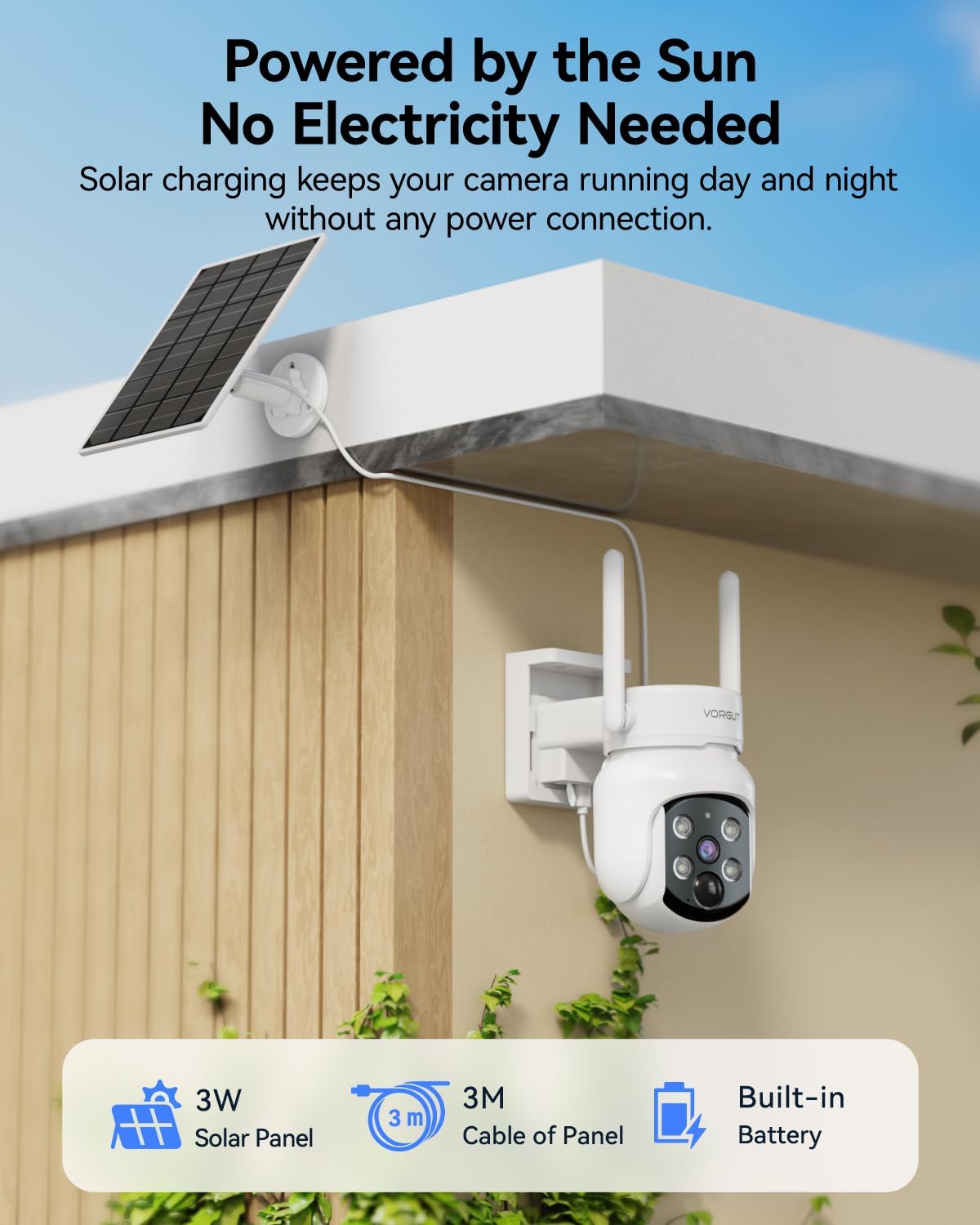 Solar Security Camera Wireless Outdoor, 4MP Solar Powered Cameras for Home Security, 360° Pan Tilt, Color Night Vision, PIR Human Detection, 2.4G/5G WiFi, IP66 Surveillance Cam, White