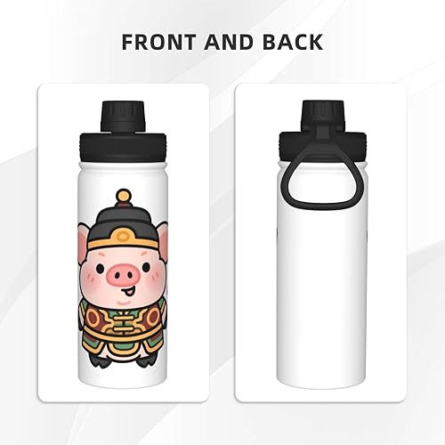 Miniatura 3 de Ancient Pig Printed Insulated Water Bottle, 18oz Stainless Steel Funny Travel Mug, Leakproof Hot & Cold for Sports, Gym, Hiking